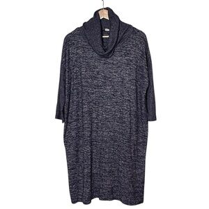 Gap Softspun Marled Cowl Neck Sweater Dress Blue Gray Size LP Knee Length